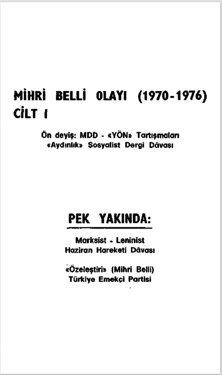 Rasuh Nuri İleri - Mihri Belli Olayı I, Anadolu Yayınları